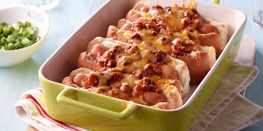 Baked Chili Hot Dogs