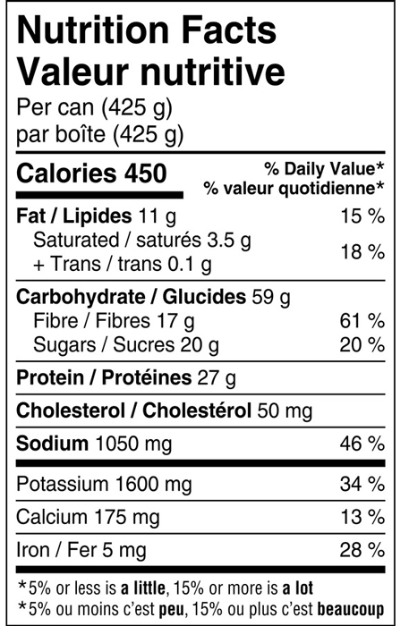 STAGG® Backyard BBQ Pork Chili with Beans Nutrition Statement