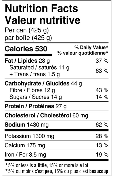 STAGG® CLASSIQUE™ Chili with Beans Nutrition