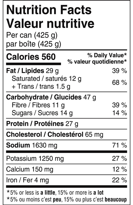 STAGG® DYNAMITE HOT® Chili with Beans Nutrition